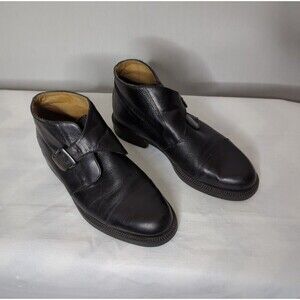 Carlo Morandi Sz 10 Black Monk Strap Boots Cap Toe Office Career Old Money